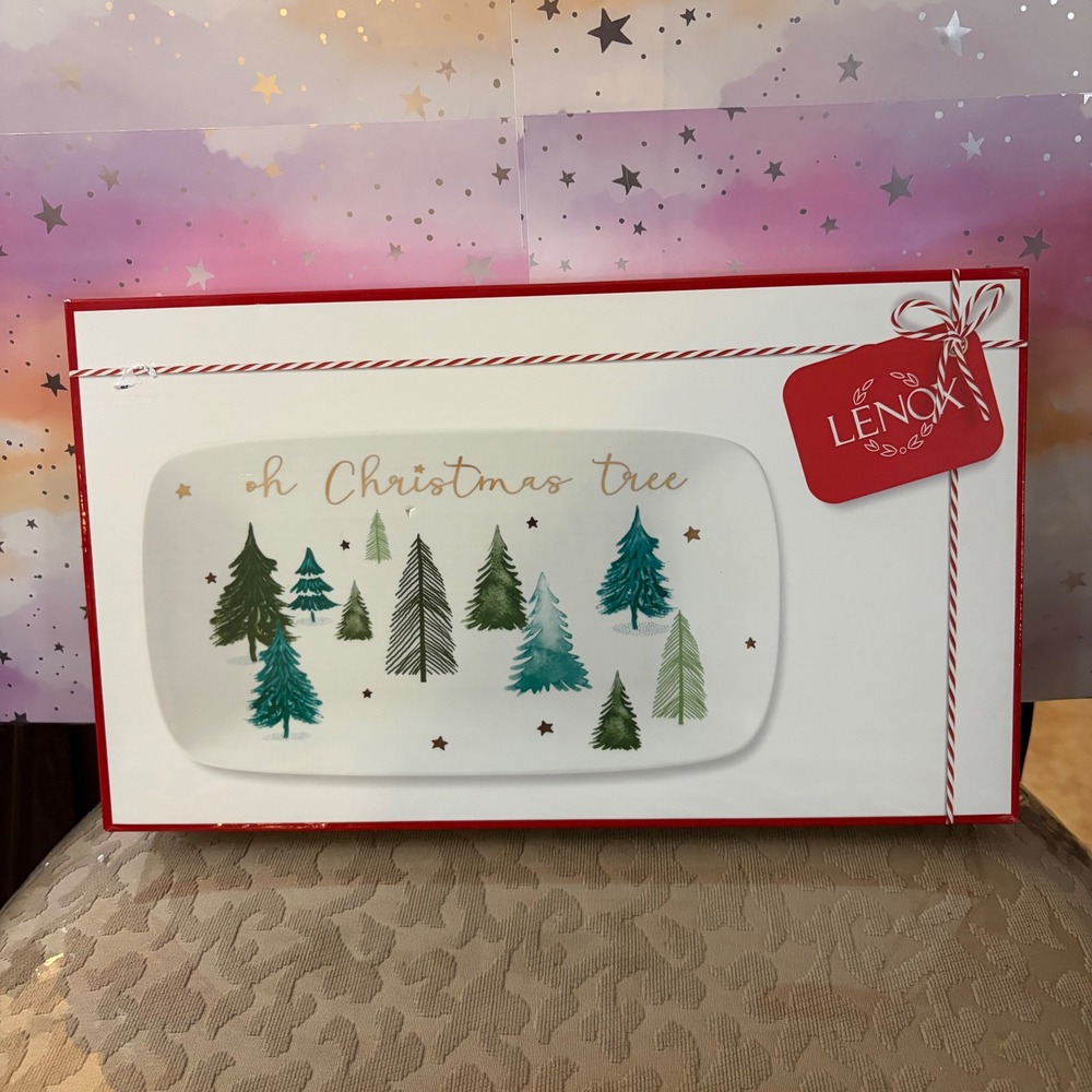 Lenox Balsam Lane Oh Christmas Tree Hors D'oeuvre Tray Porcelain Platter 885761